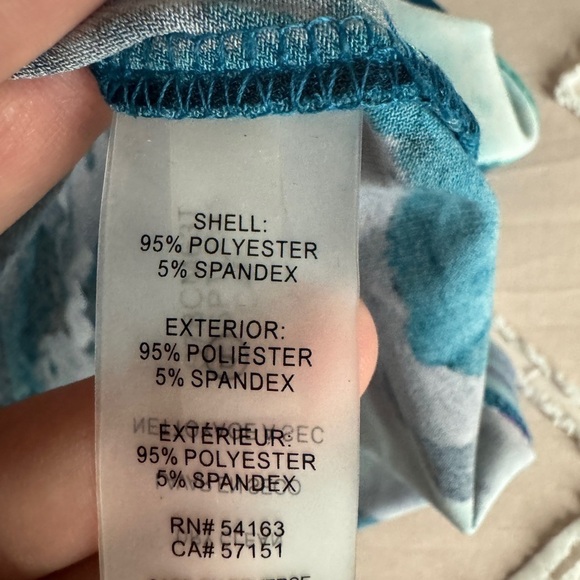 Calvin Klein Teal Floral Cowl Neck Sleeveless Blouse Top M Medium Workwear Blue - Picture 13 of 15